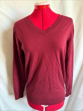 Everyday V-Neck Sweater in Deep Wine